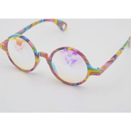 Multicolor Print Frame Kaleidoscope Glasses sun flower prism crystal glass lens