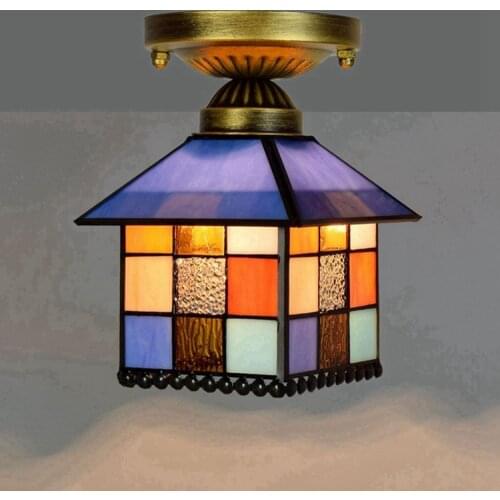 European-Style 8-Inch 20cm Tiffany Colored Glass Corridor Balcony Small Ceiling Light Creative Small House Light