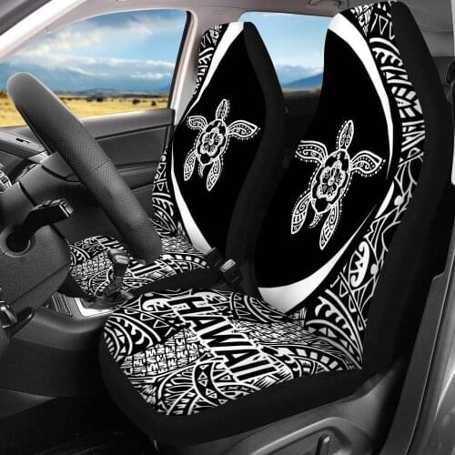 HUGSIDEA Fashion Hawaii Boho Sea Turtle Printing Universal 2pcs Car Front Seat Covers Cloth Interior Accessories Full Cover New