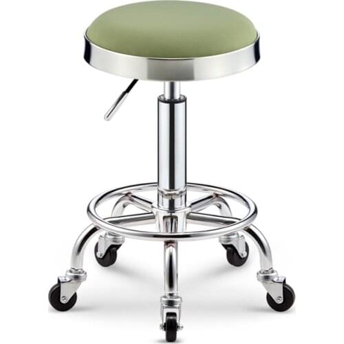 Lifting Beauty Barber Shop Chair Rotating Round Stool Hairdressing Work Bench Pulley Stainless Steel Hair Cutting Stool