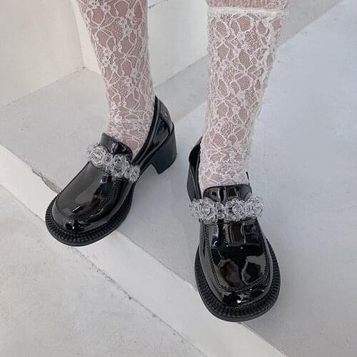 British Style Small Leather Shoes Spring And Summer New Fashion All-Match Round Toe Shallow Mouth Mid-Heel Ladies Single Shoes