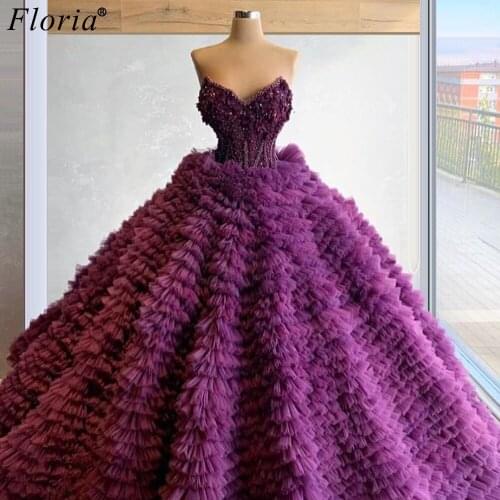 Elegant Purple Pearls Prom Dresses Long Formal Evening Gowns Celebrity Dresses Woman Party Night Robe De Soiree Vestidos