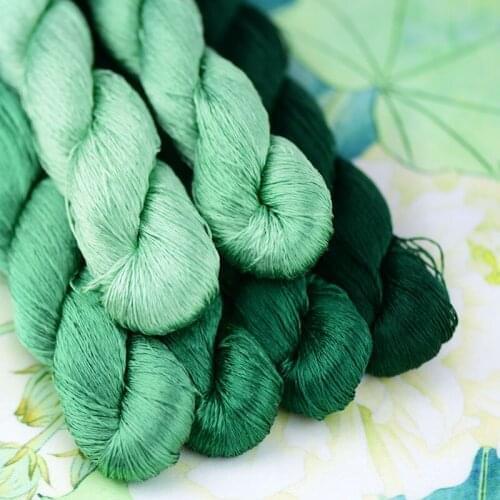 1pcs 100% silk thread hand embroidery embroider cross stitch 400m silk embroidery thread dark green series/6 gradient colors