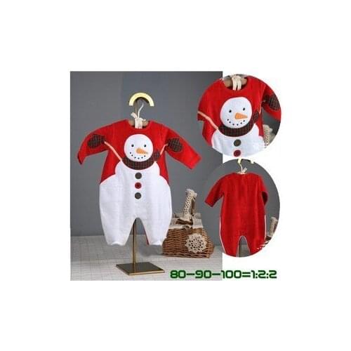 1Pcs 2013 Boys Girls Christmas Clothes Long Sleeved Embroidered Snowman Rompers For 0-2Yrs Baby Winter Jumpsuits Kids Outerwear