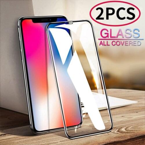 2Pcs Tempered Glass Flim For iPhone 12 11 Pro X XR XS Max 8 7 6S 6 Plus iPhone11 iPhone12 Mini Pro Full Cover Screen Protector