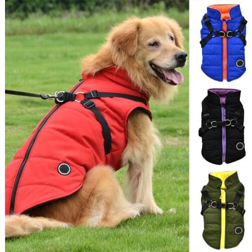 2 in 1 Winter Pet Puppy Clothes Vest Jacket Labrador Bulldog Clothing Cold Weather Warm Dog Clothes Coat For Medium Large Dogs