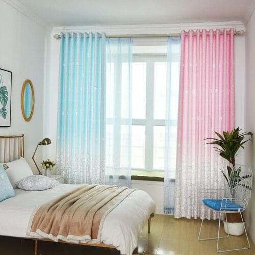 2021 New Fresh Gradual Clouds Bright Pink Blue Girl Semi-shade Curtains for Living Dining Room Bedroom