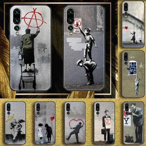 Street Art panda Funny Phone case For Huawei P Mate P10 P20 P30 P40 10 20 Smart Z Pro Lite 2019 black luxury shell art