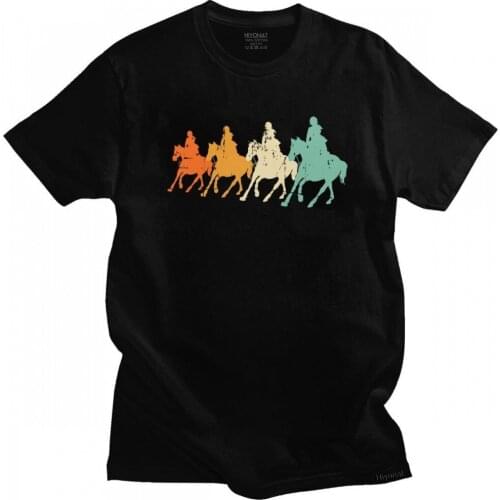 Cool Retro Horse Riding T-shirt for Men Short Sleeve Print Vintage Racing Rider T Shirt Loose Fit Soft Cotton Tshirts Gift Idea