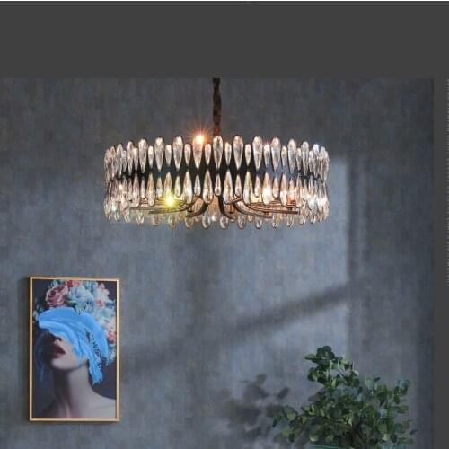 Nordic style Black Cristal Chandelier Living room crystal lamp modern light luxury Chandeliers Ceiling black restaurant lamps