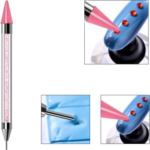 Fashion Crystal Nail Beauty Drilling Tool Silicone Head Dual Tip Pen Jewelry Making Phone Case Rhinestone DIY Home Office Supply