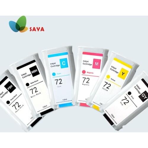 SAYA HP 72 Compatible Ink Cartridge 130ML For HP DesignJet T610 T770 T790 T795 T1300 T1100 T2300 Printer (PBK C M Y GY MBK)