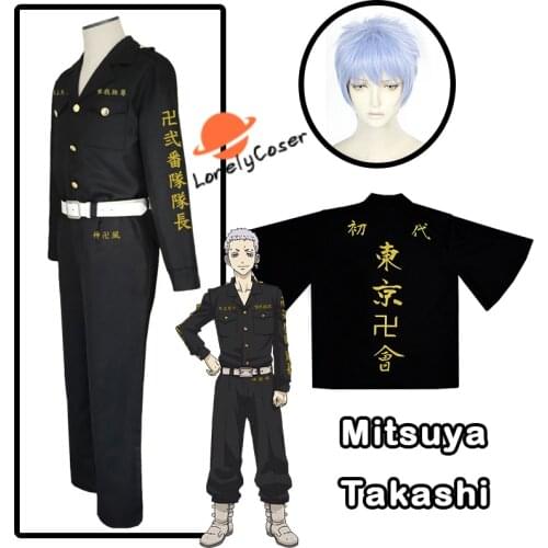Anime Tokyo Revengers Mitsuya Takashi Cosplay Black Costume Top Pants Belt Cloak Halloween Party Role Play Uniform Men Outfits