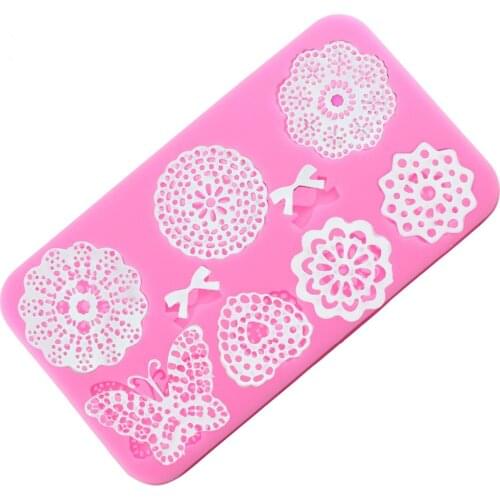Luyou 1pcs Butterfly Flower Lace Silicone Fondant Moulds Cake Border Party Cake Decorating Tools DIY Candy Chocolate Mold FM1559