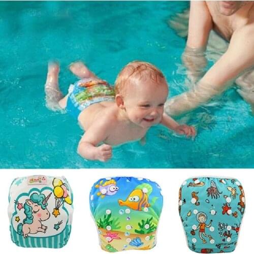 Couche Lavable Baby Swim Diaper Cover 2020 Unicorn Animal Printed Adjustable Waterproof Cloth Diapers Reusable Nappies Newborn