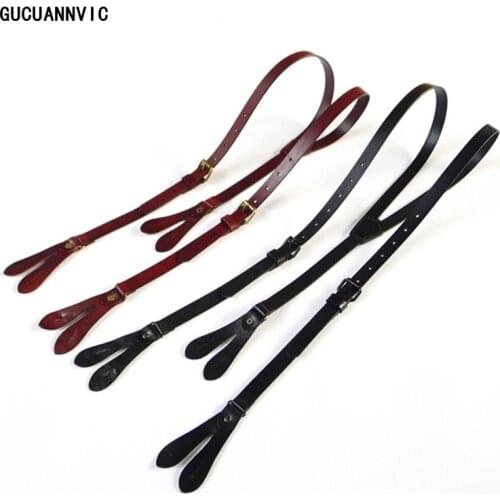 GUCUANNVIC suspender leather head layer material of high quality button suspenders Brown black condole belt of England