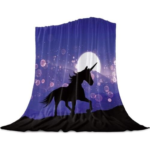Moon Purple Cartoon Fantasy Throw Blanket Home Decoration Sofa Blanket Warm Microfiber Blankets for Bedroom