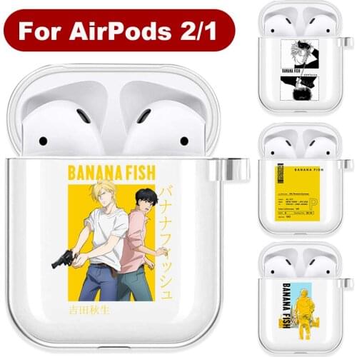 Japane Anime Banna Fish Soft TPU Case for AirPods 2 1 Aslan Jade Eiji Transparent Silicone Wireless Bluetooth Earphone Box Cover