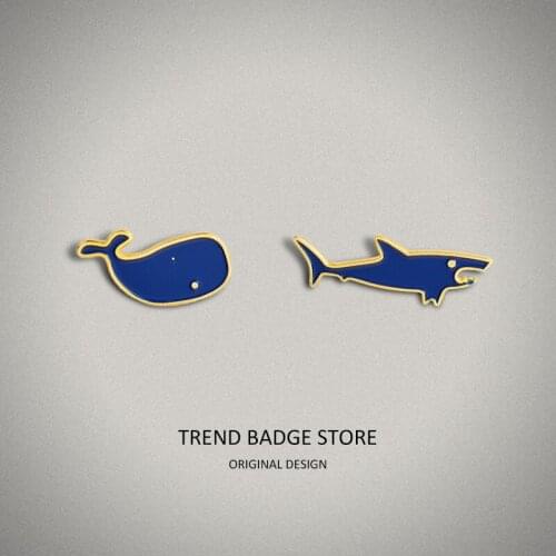 New creative enamel brooch alloy drip oil whale brooch, cute Japanese shark personality pin