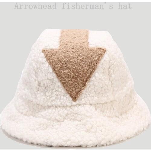 New Creative Arrow Fisherman Hat Men Women Personality Street Trend Teddy Down Panama Cap Autumn and Winter Warm Bucket Hat