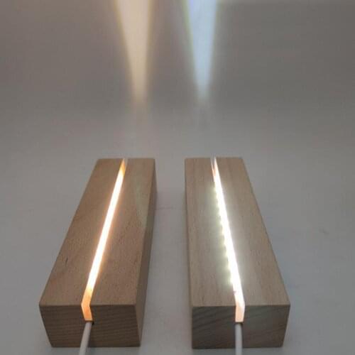 Solid Wood Night Lamp Base Creative Crystal Resin Ornament Base Acrylic Board Usb 3D Lamp Base
