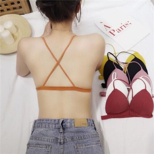Sexy Front buckle Bra Woman No steel ring Beauty back Underwear girl Gather Strap bra Thin Shoulder strap Tube top Woman