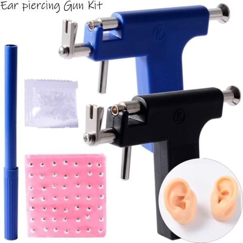 Professional Safety Ear Piercing Gun Set Nose Ear Navel Stainless Steel Safety Body Piercing Tool Pratice Silicone Ear Model