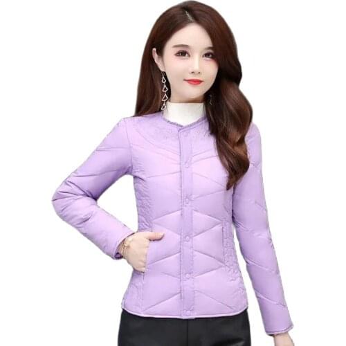 Down jacket womens short autumn and winter thin slim liner thickened large size mothers coat jacket