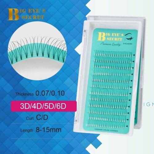 Big Eyes Secret Wholesale 3D-6D Short Stem Lash Premade Russian Volume Fans False Mink Eyelashes Premade Eyelash Extensions