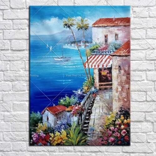 Hand Painted Blue Sea Oil Painting Hang Paintings Modern Seascape Landscape Paintings Canvas Painting For Living Room