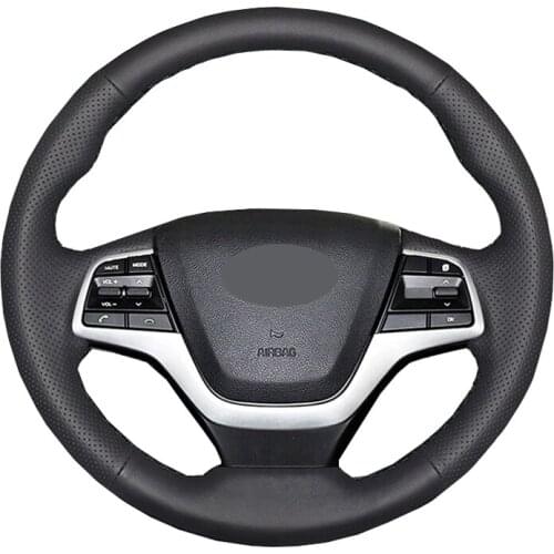 Hand Sew Car Steering Wheel Cover Wrap Leather Suede Volant For Hyundai Accent 2018-2021 Solaris 2017-2020 Elantra 4 2016-2018