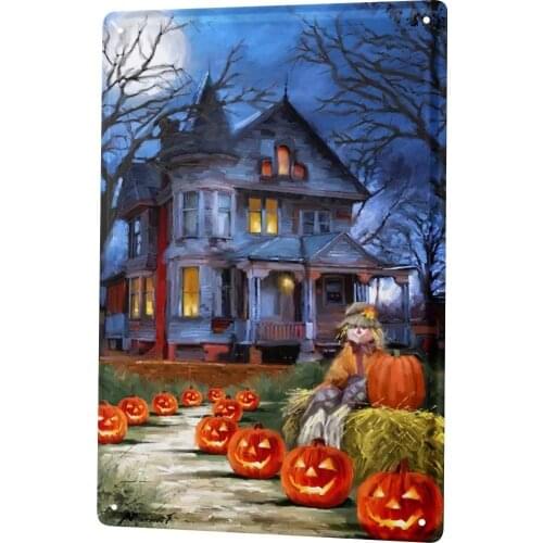 SINCE 2004 Nostalgic Tin Sign Metal Plate Decorative Sign Home Decor Plaques Haunted Halloween Pumpkins Wall Vintage