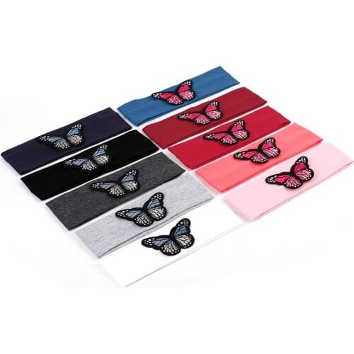 Cartoon Butterfly Partten Newborn Turban Baby Headband Kids Girls Plain Cotton Elastic Headbands Soft Hair Band Hair Accessories