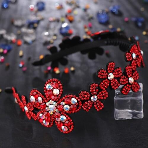Simplelicity Fashion Flowers Head Wear Luxury Headband for Women Rhinestone Non-slip Border Girl Hairpin Fancy Hair Accessories