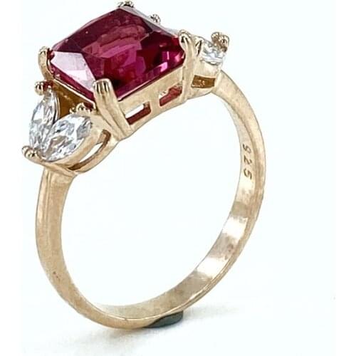 Special Series Baget Ruby Stone Italian Quality 925 Sterling Silver Ring