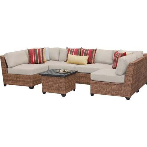 All Weather Classic Design 7 Piece Outdoor Wicker Patio Corner Sofa