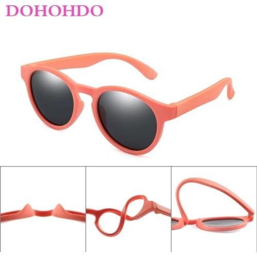 DOHOHDO Colorful Flexible Kids Sunglasses Polarized Boys Girls Round Sun Glasses Child Baby Eyewear Silicone Eyeglasses UV400