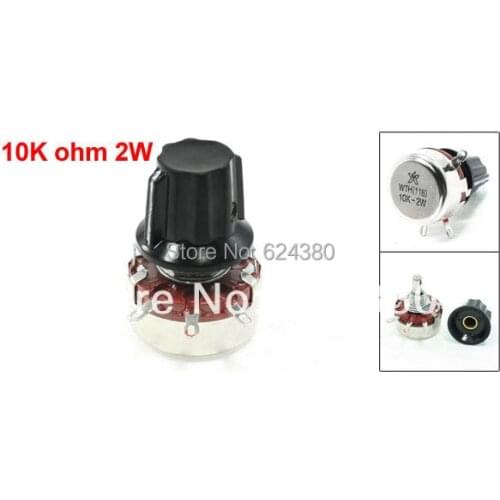 WTH118 10K 22K 47K 68K OHM 5% 2W Single Turn Rotary Linear Taper Potentiometer Carbon Pot w Knob