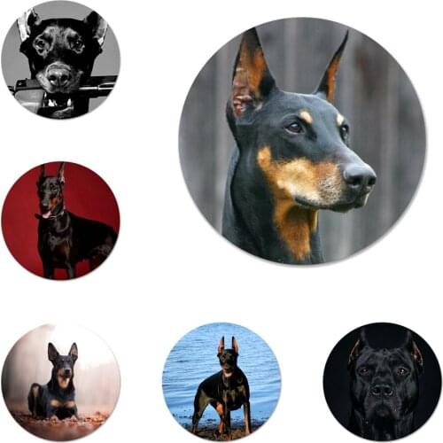 Doberman Bulldog Dog Icons Pins Badge Decoration Brooches Metal Badges For Clothes Backpack Decoration 58mm