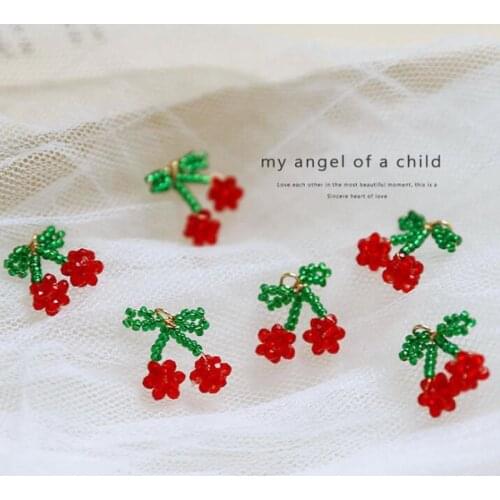 10pcs/lot Crystal beads woven cherry Charms pendant DIY handmade jewelry earrings accessories materials