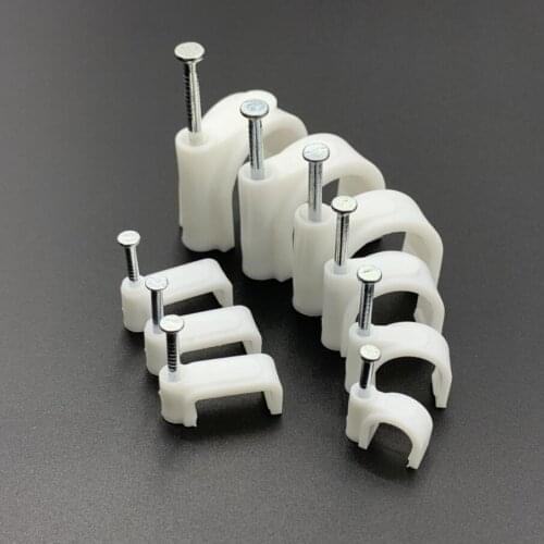 1000PCS/1LOT PE Circle Steel Nail Cable Clip Wire Fixing Clamp 4 5 6 7 8 9mm
