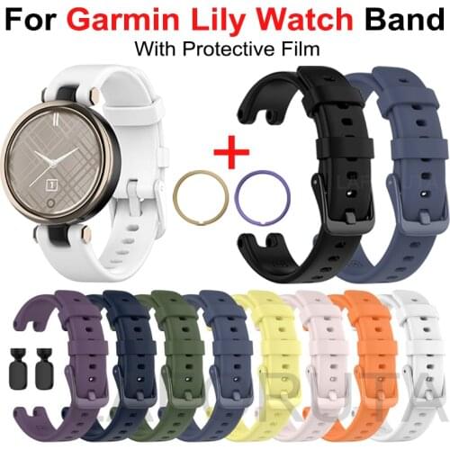 14mm Silicone Strap for Garmin Lily Watch Band Correa Bracelet With Soft Tempered Glass Protective Film For Garmin Lily Straps
