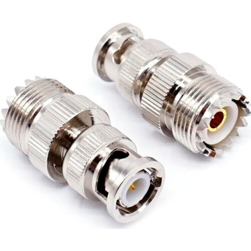 2PCS UHF SO239 PL-259 BNC Male to UHF Female RF Coaxial Adapter BNC to UHF Coax Jack Connector