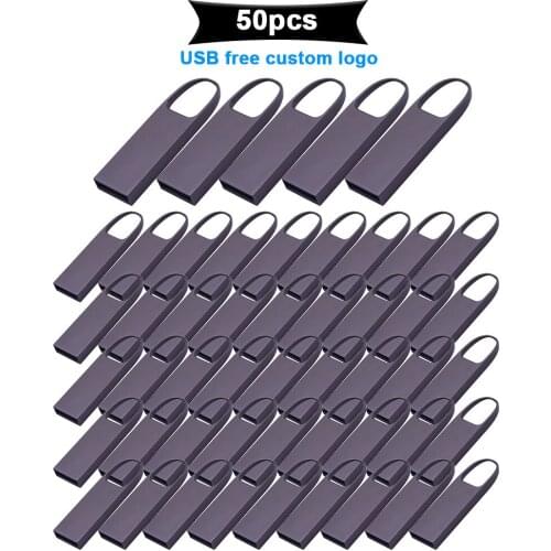 50pcs metal memoria usb flash drive 32GB pendrive 128GB 64GB pen drive 16GB 8GB 4gb flash usb 2.0 cle usb stick Custom free logo