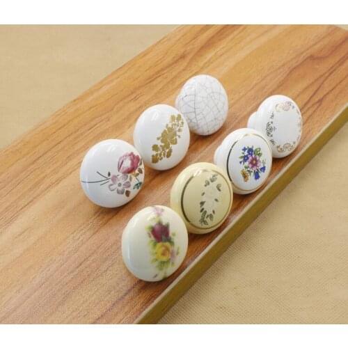 7 style Flower Ceramic Furniture Knobs China Drawer Knobs and Handles