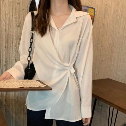 Spring Loose Bottoming Shirt Thin Women Autumn Long Sleeve Solid Color Loose Transparent Blouses