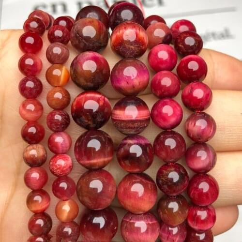 2021 Pink Tiger Eye Stone Beads High Quality Natural Loose Round Spacer Beads for Jewelry Making Diy Bracelet Accessory 6/8/10MM