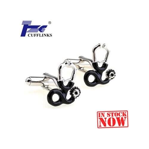 Black Stethoscope Career Cufflink Cuff Link 2 Pairs Free Shipping Promotion