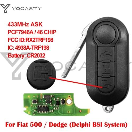 YOCASTY RX2TRF198 Flip Remote Key With Best Rubber For Fiat Ducato 500L MPV Citroen Jumper Peugeot Boxer 2008-2015 Marelli BSI