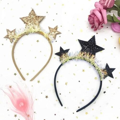 Girl Women Fashion Glitter Star Headband Five-pointed Star Headdress Christmas Party Shiny Hair Accessories